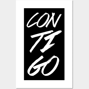 Contigo, minimalist, text based-typografy, spanish design. Posters and Art